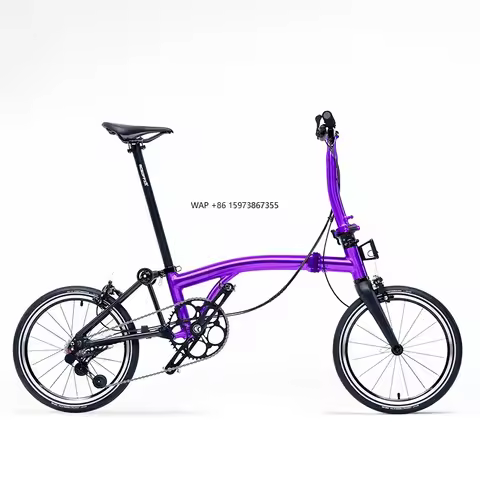 Aceoffix C5 Trifolding Bike 16'' 7.5kg Aluminium Alloy Foldable Bicycle Carbon Fibre Fork 349 Wheels