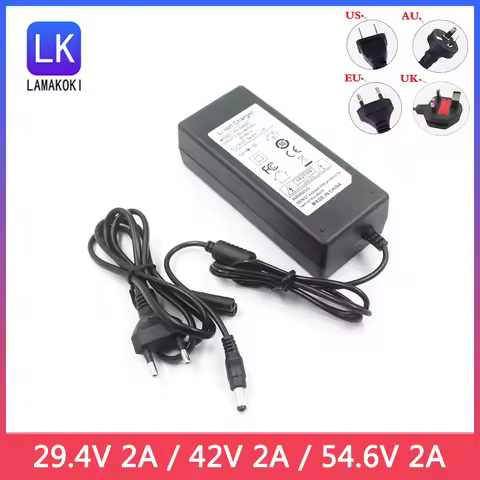 Rechargeable Lithium Battery Smart Charger 29.4V 2A / 42V 2A / 54.6V 2A DC Plug 5.5*.2.1mm/Aviation/