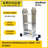 Kruger Aluminum Multi-Purpose Ladder, A14203 (3-6-12 ft)