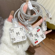 PD 18W/20W Charger Head Cover Sets Spring Cable Winder Cartoon Cable Protector Charger Cord Cover