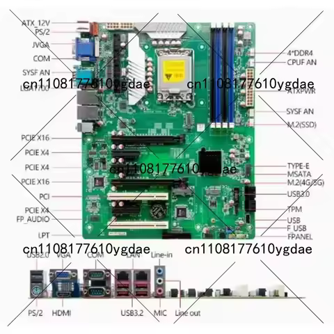W680 Motherboard ATX SBC 12/13th Core I3/i5/i7/i9 LGA1700 Server CPU IPC Industrial Mainboard with C