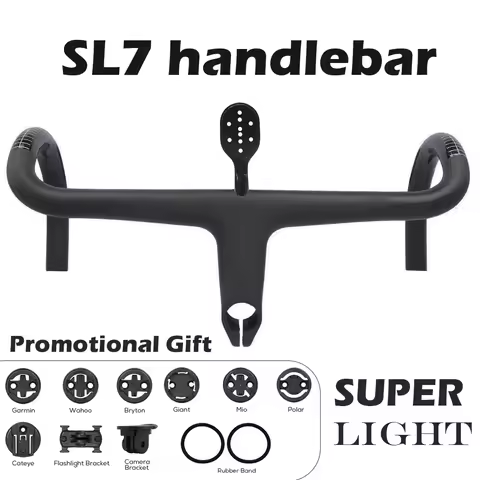 SL7 Carbon Fibre Road Handlebar Ultra-lightweight T1000 Carbon Fibre Drop Handlebar with Integrated 