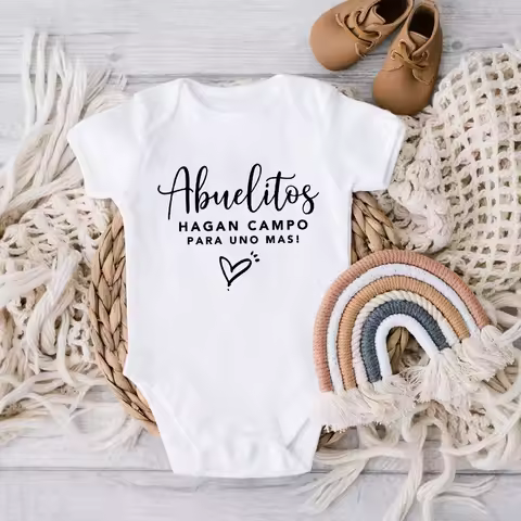 Grandparents Make Room for One More Spanish Pregnancy Announcement Romper Boys Girls Bodysuit Pregna