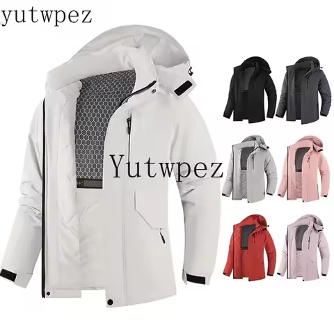 Graphene Heating Winter Thicken Waterproof Outdoor Jacket, Sport Windproof Detachable Hat Multi Pock