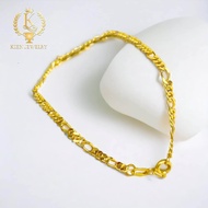 Keen jewelry สร้อยข้อมือทองแท้ สร้อยข้อมือผู้หญิง สร้อยข้อมือ 9K ของแท้ สร้อยข้อมือ 9K อิตาลี ลายเลท 3:1 2.5 มิล (สีทอง) มีใบรับประกันจากทางร้าน