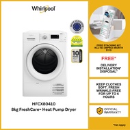 Whirlpool HFCX80410 Freshcare+ 8kg Heat Pump Dryer with 2 Years Warranty + Free Stacking Kit KCL103 (WPRO)