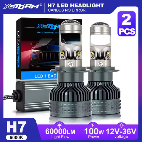 XSTORM H4 H7 LED Projector Headlights Canbus 60000LM 100W 9005 9006 H11 LED Lens Light Bulbs With Fa