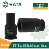 SATA 34621 Long Socket Wrench 3/ 4" 33 mm 6PT Impact Deep Socket Sata Tools