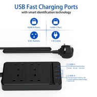 過載保護開關的電源板電源擴展最大 3250W 4 個交流電源插座、3 個 USB 連接埠和 1PD 充電  ggmckp Power Strip with Over Load Protection S
