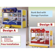 Bunk Bed Single 3ft Kids Bunk Bed Smooth Finishing Double Decker Wooden Bunk Bed [ KAGUTEN/Free Delivery&amp;Inst]