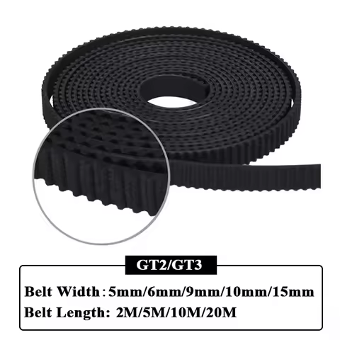 2m/5m/10m/20m GT2 GT3 Open Timing Belt Width 5mm/6mm/9mm/10mm/15mm GT2 GT3 Belt Rubber Aramid Fiber 