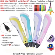 FREE 10M PLA Filament USB 3D Pen Full Set LCD V2 3D Printing Doodle Arts Craft Drawing SMK RBT Start