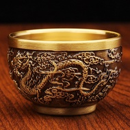 Brass Cup Dragon Phoenix Copper Tea Cup Wine Cup Metal Crafts Office Tea Drinking Creative Copper Wo