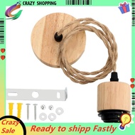 E27 Vintage Lamp Holder Pendant Lights with Solid Wood and Adjustable Hanging Wire