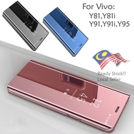 Vivo Y91 Y91i Y95  Y81 Y81i Delight Mirror Flip Pouch Case Cover Casing Leather Mobile Phone Housing
