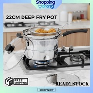 Stainless Steel Multi Usage Cooking Pot/Deep Fry/Steam/Stew (4 Pcs x 22cm) Periuk Mee