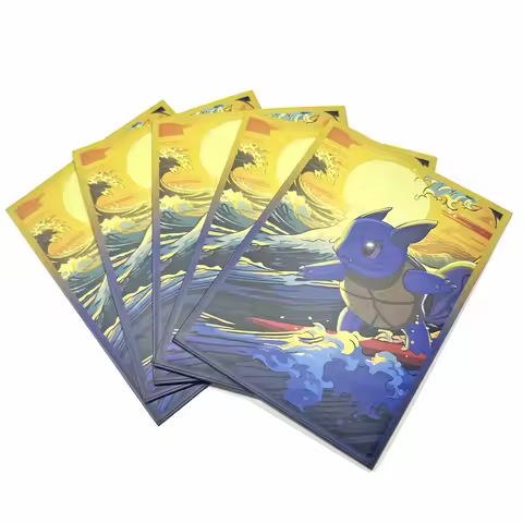 60pc 66x91mm Standard Size Card Protector Pokemon Tortoise Great Wave Board Game Card Sleeves Playin