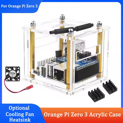 Orange Pi Zero 3 Acrylic Case With Expansion Board Transparent Shell Cooling Fan Heatsink Optional F