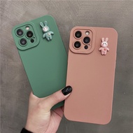 Cute Rabbit Straight Edge Fine Hole with Lens Protection Phone Case for OPPO A16 A3S A5 A5S A7 A12 A9 A15S A15 A52 A72 A92 A32 A53 A54 A55 A94 A57 Reno 2Z 2F 4 5 6 7 Pro