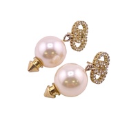 二手 Gucci 雙G 互扣式水鑽耳環，金色，品牌珠寶