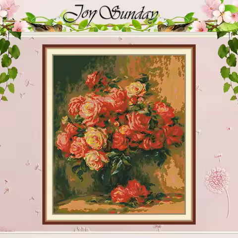 A Bouquet of Roses Patterns Counted Cross Stitch Set DIY 11CT 14CT 16CT HD Stamped DMC Cross-stitch