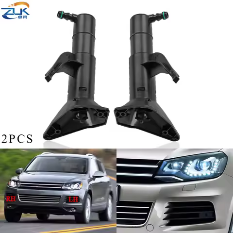 ZUK 2PCS Front Bumper Headlight Washer Cleaning Jet For VW Touareg 2011-2013 Headlamp Water Spray No