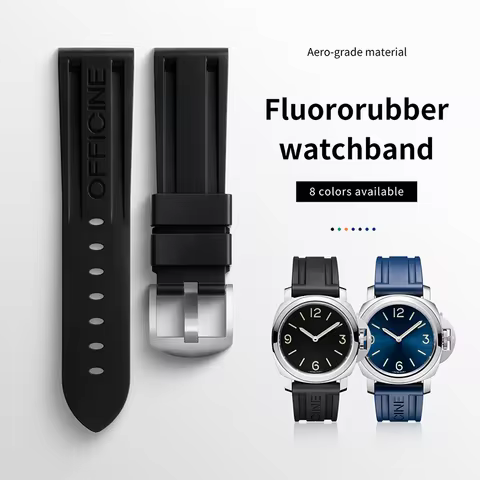 Quality Fluororubber Soft FKM Rubber Watch Band For Panerai Strap Accessories For PAM111/441 Watchba