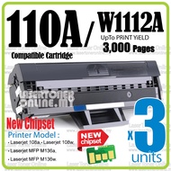 3x Compatible For H* W1112A 110A W1112X 110X W1110A Laserjet 108 108A 108w H* MFP 136a MFP 136w H*11