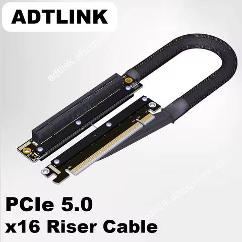 ADTLINK 2025 New Dual Reverse Riser Cable Right & Left Bend Cable PCIe 5.0 X16 Soft GPU Extension Fo