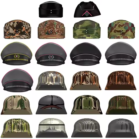 WW2 Military Accessories Building Blocks German Military Officer Helmets Hat Army Soldiers Figures C