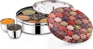 Expresso 7 in 1 Spice Box Stainless Steel |Printed Masala Dabba | Masala Box for Kitchen Steel | Mas