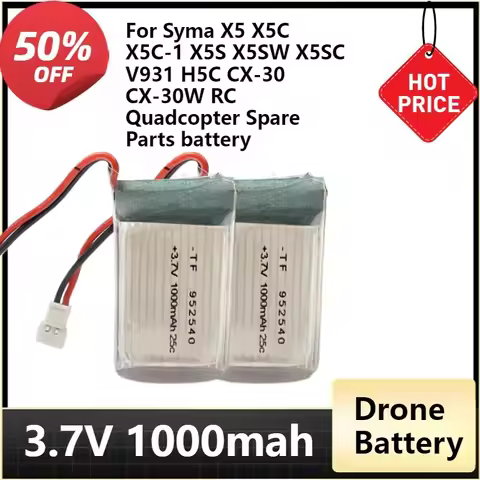 952540 3.7v 1000mah Lipo Battery for Syma X5 X5C X5C-1 X5S X5SW X5SC V931 H5C CX-30 CX-30W RC Quadco