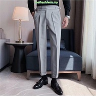 MY Double Side Adjuster Gurkha Pants Cutting Slim Fit Seluar Slack Lelaki Smart Casual High Waisted 