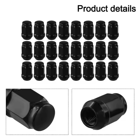 Lug Nut Socket Wheel Nuts 12x1.5 Black Wheel Nuts 19mm(3/4\\\\\\\") 24pcs 3/4\\\\\\\" Hex Black Coni