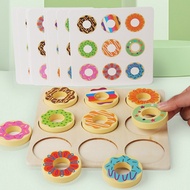< Children's Board Game E4B] Wooden Donut Matching Educational Aids Montessori Early Education Promo