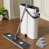 CTIME Flat Mop and Bucket System/Set for Cleaning Walls/Windows/Staircase/Ceiling, Efficient Mopping