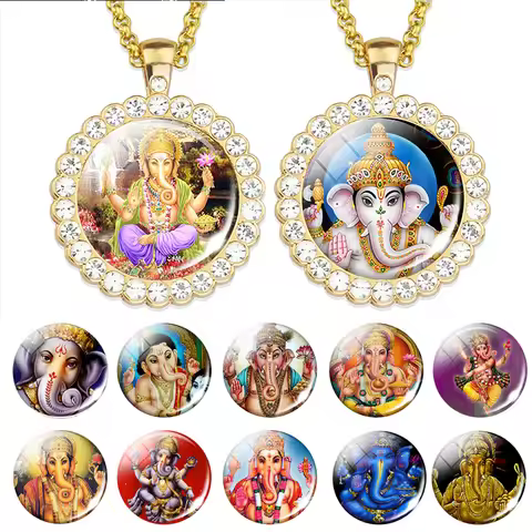 Lord Ganecha Pendant Elephent God Necklace Ganesha Hinduism Jewelery Amulet Charm Pendant for Him or