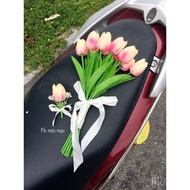 Vintage tulip bride's hand-held wedding bouquet with meticulous color combination. Studio, Photo sho