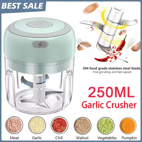250/100ML Garlic Mincer USB Charging Powerful Mini Electric Garlic Chopper Portable Garlic Crusher K