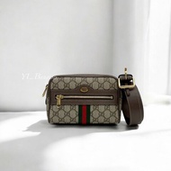 GUCCI Ophidia帆布印花綠紅綠織帶腰包517076