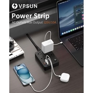 Power Strip Surge Protector with 20W USB C Ports,6Ft Flat Plug Extension Cord Wall Mount 4 Outlets E