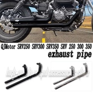 Retro Motorcycle Exhaust Pipe Right Side Double Tube With Stainless Steel Material For QJMotor SRV25