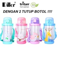 DILLER TRITAN 100% BPA FREE DUAL CAP CHILDREN'S DRINKING WATER BOTTLE