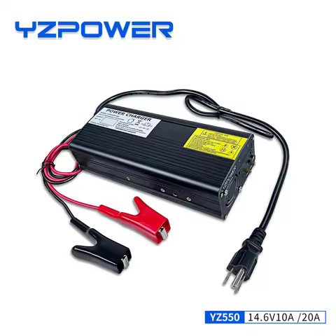 YZPOWER 14.6V 20A Lifepo4 Lithium Battery Charger for 12V Pack Electric Bike Aluminum Shell Iron Wit