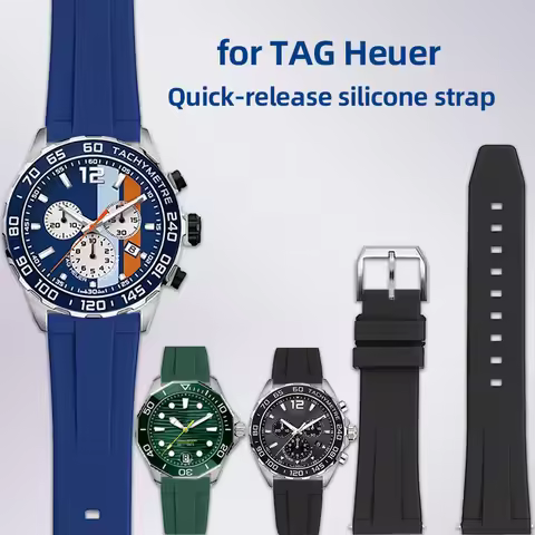 Quick-Release Silicone Rubber Strap 19mm 20mm 21mm 22mm For TAG Heuer F1 Gulf Aquaracer Carrera Men'