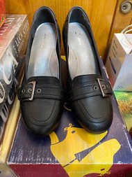 小腳福利-LANEW 上班皮鞋 22.5號 黑色皮鞋 高跟鞋 粗跟鞋