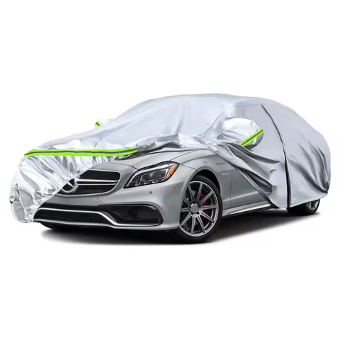 Car Cover For Mercedes Benz CLS 2004-2025 Silver All Weather With Zipper Door Windproof Band For Sno