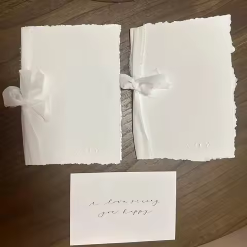 ODETTE VOW BOOKS (set of 2) - deckled edges vow books, romantic vow books, notebook, his and her not