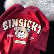 2026 Ready Stock New Style Cute Bear Print Female Student Loose Top oversized ee