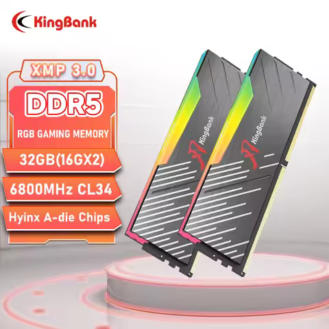 KingBank Hynix A die DDR5 Memory 32GB 16GBx2 6800MHz RGB Black Memory Kit for Enhanced Performance X